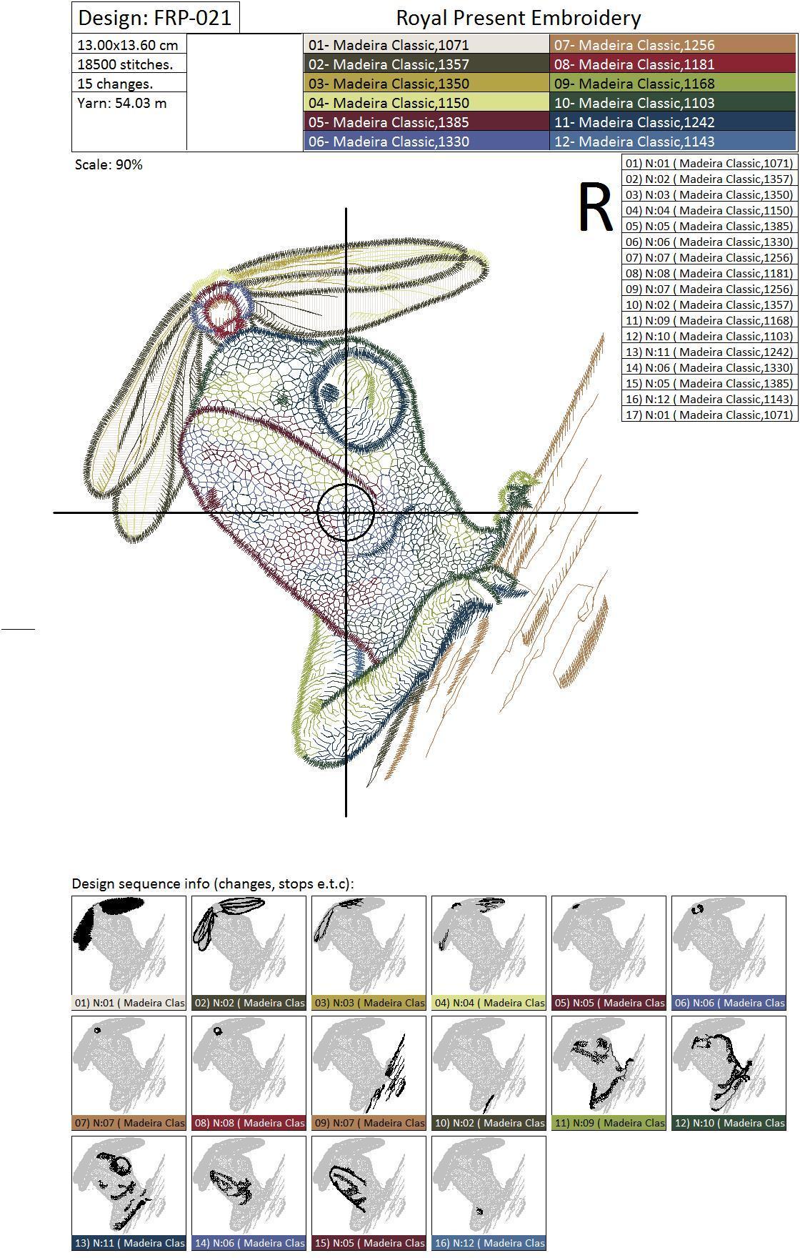 Machine embroidery design Chameleon - 3 sizes