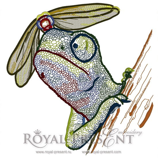 Machine embroidery design Chameleon - 3 sizes