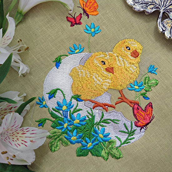 Vintage Easter chicks Machine Embroidery Design RPE-798