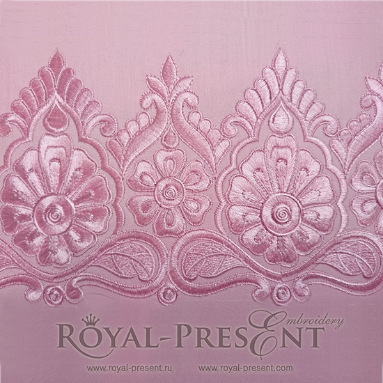 Machine Embroidery Design Indian Pink Lace border RPE-632