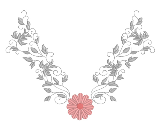 Machine Embroidery Design Grey Neckline RPE-103