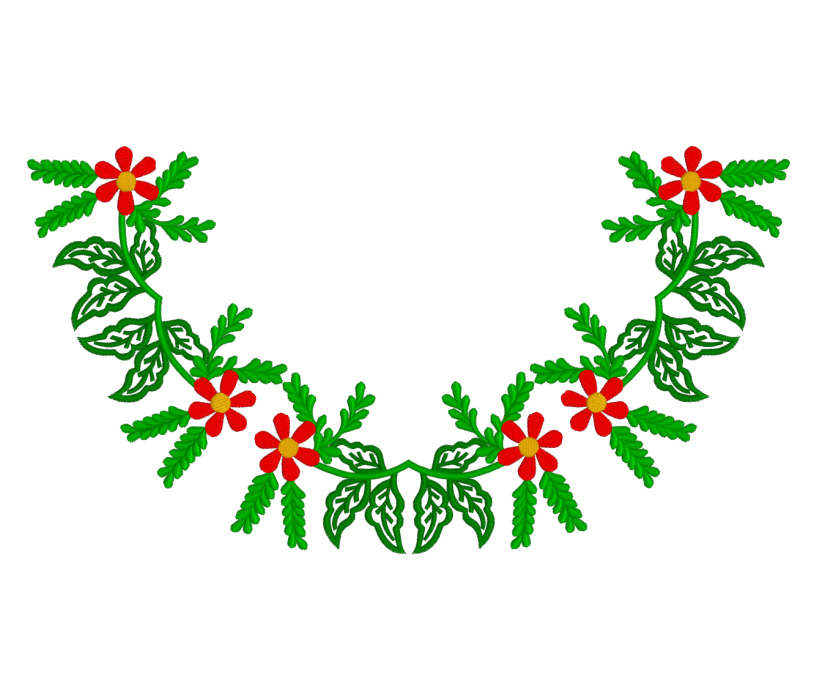 Machine Embroidery Design Floral Neckline RPE-754