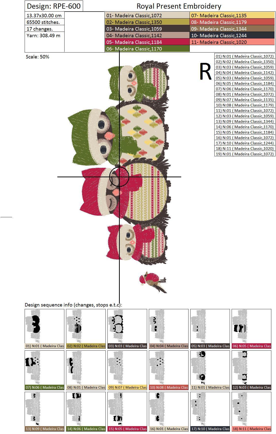 Machine Embroidery Design Family of owls - 2 sizes