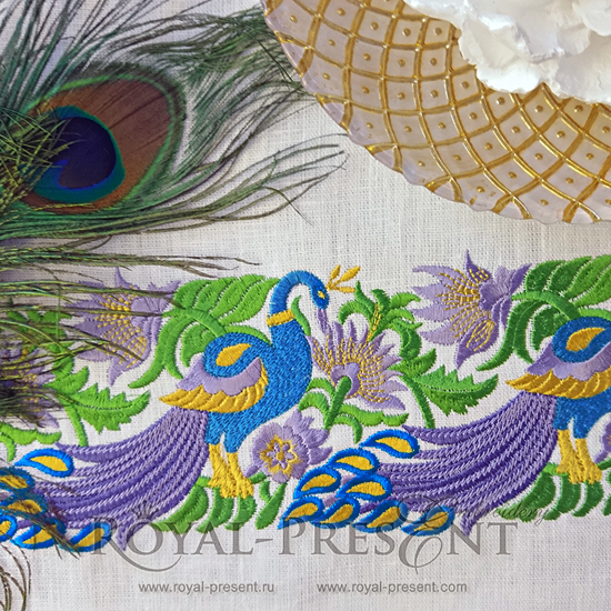 Machine Embroidery Design Peacock border RPE-745