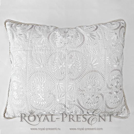 Machine Embroidery Design Graceful leaves and Flowers Quilt Block FRP-012