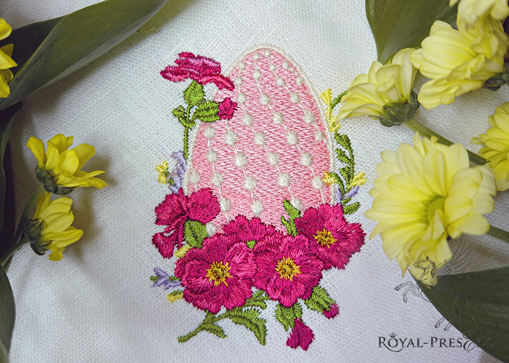 Machine Embroidery Design Easter egg with mallow