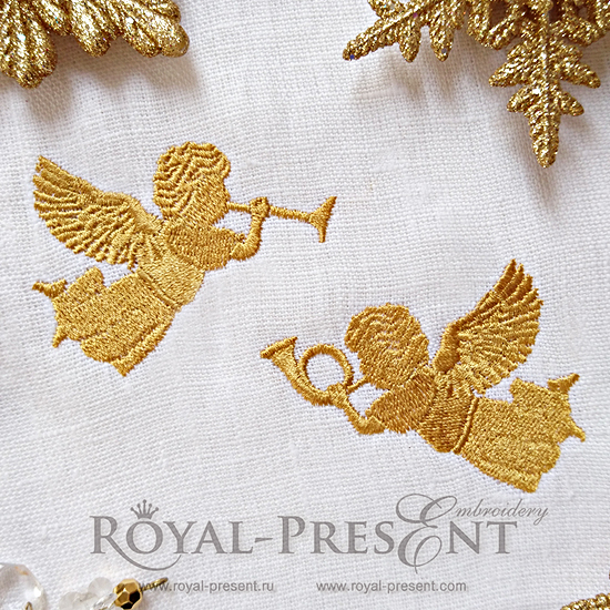Machine Embroidery Designs Two Christmas Angels RPE-921