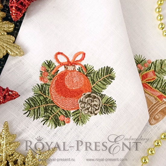 Machine Embroidery Design Vintage Christmas ball - 2 sizes RPE-919-02