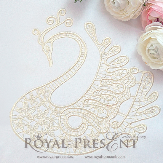 Machine Embroidery Design Lace Beautiful Swan - 2 sizes RPE-1092