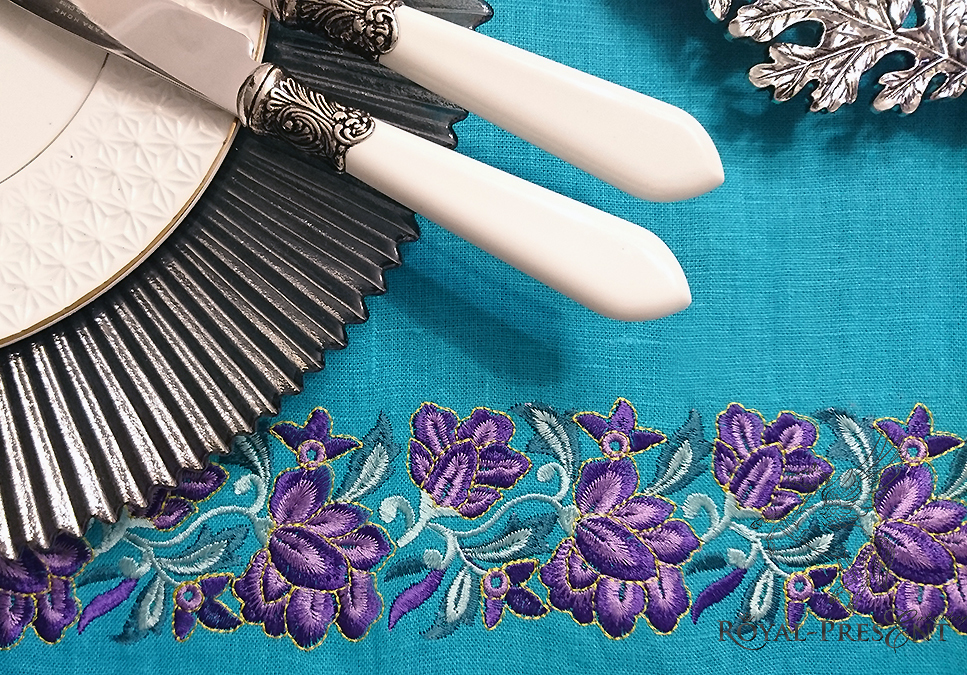 Machine Embroidery Design Purple floral border