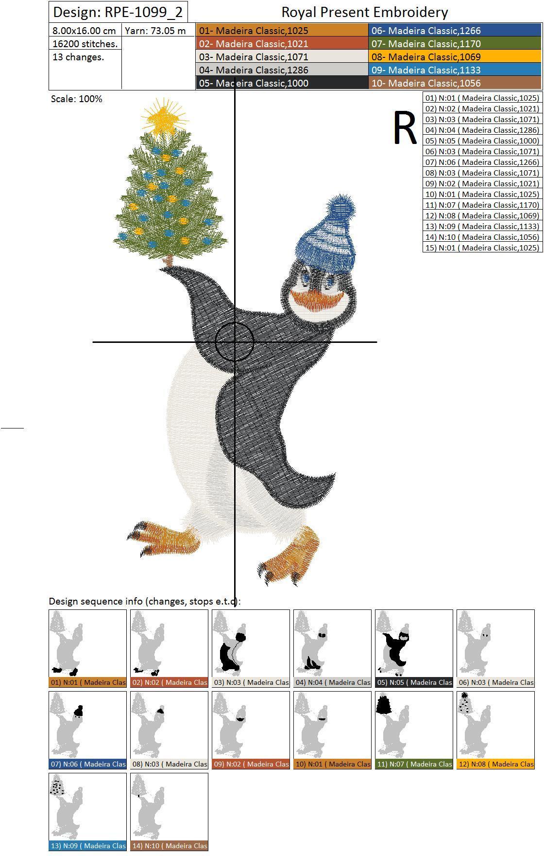 Machine Embroidery Designs Group of cute penguins - 5 in 1