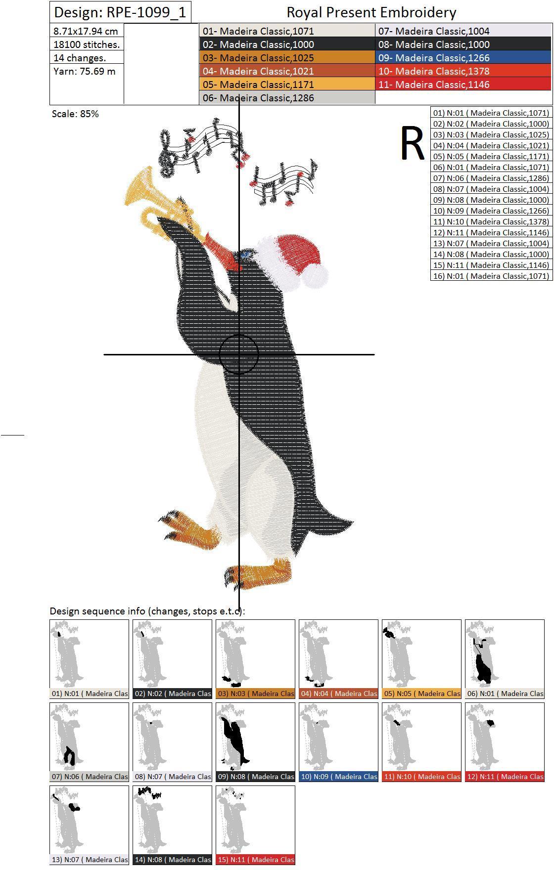 Machine Embroidery Designs Group of cute penguins - 5 in 1
