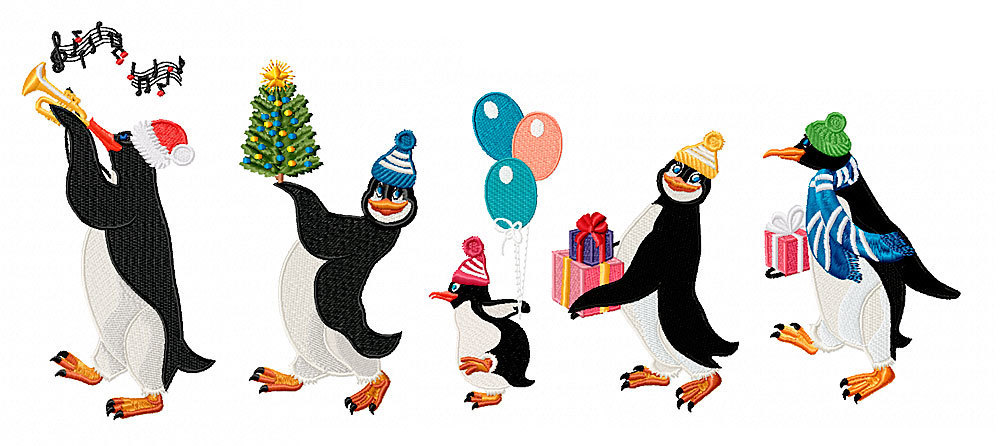 Machine Embroidery Designs Group of cute penguins - 5 in 1 RPE-1099