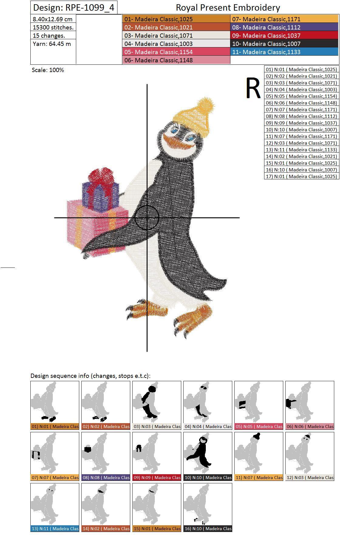 Machine Embroidery Designs Group of cute penguins - 5 in 1