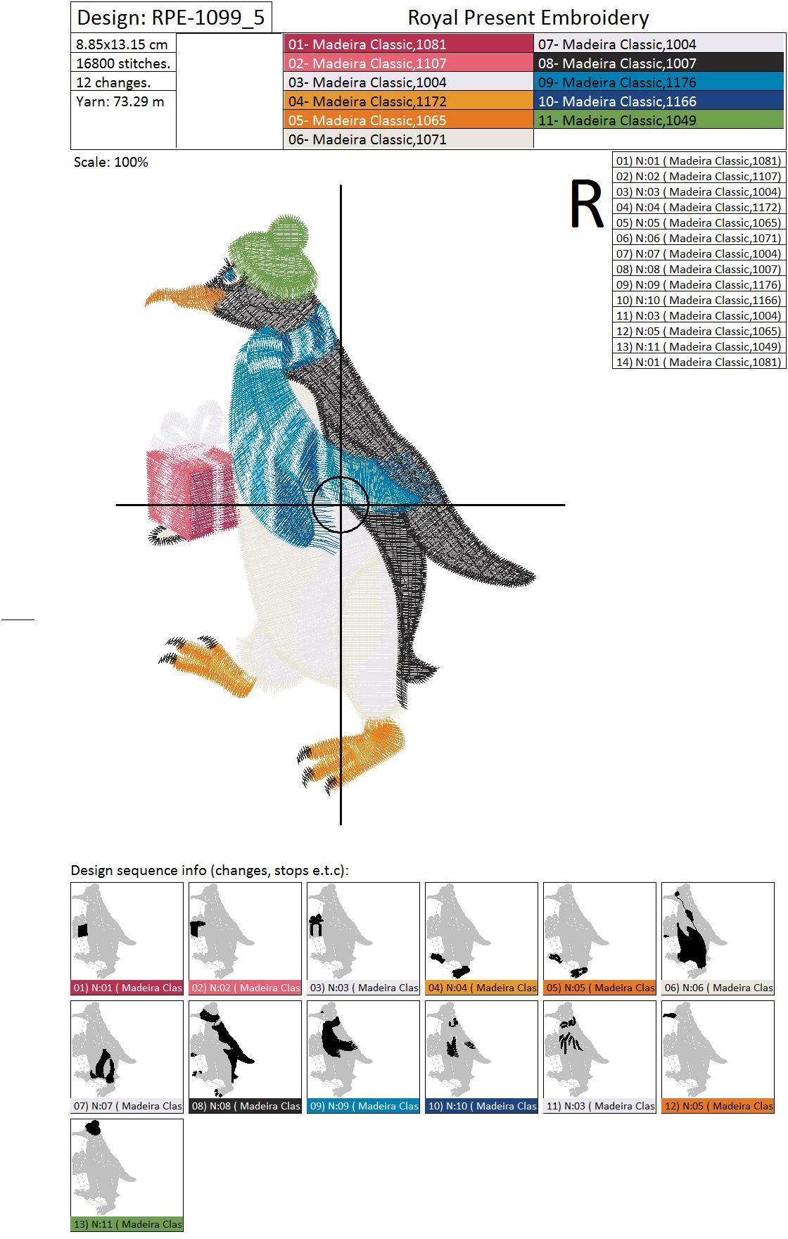 Machine Embroidery Designs Group of cute penguins - 5 in 1