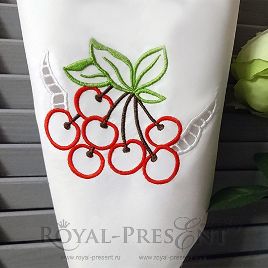 Cutwork machine embroidery design Cherries RPE-1103-01
