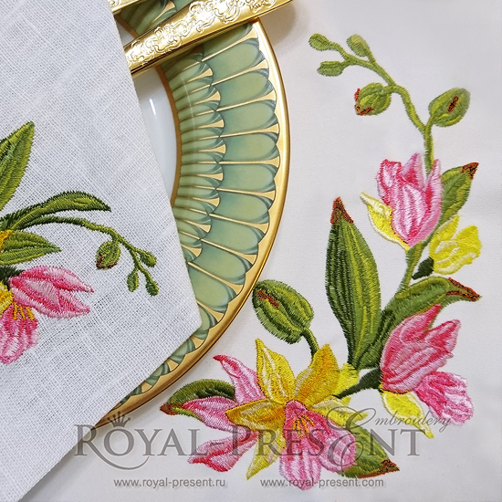 Machine Embroidery Design Tropical orchids RPE-761