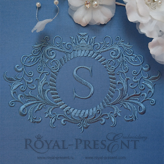 Machine Embroidery Design Gold Baroque Monogram Blank - 3 sizes RPE-343