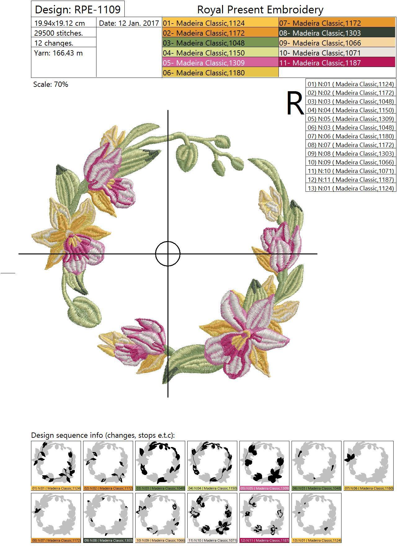 Machine Embroidery Design Beautiful orchids - 4 in 1