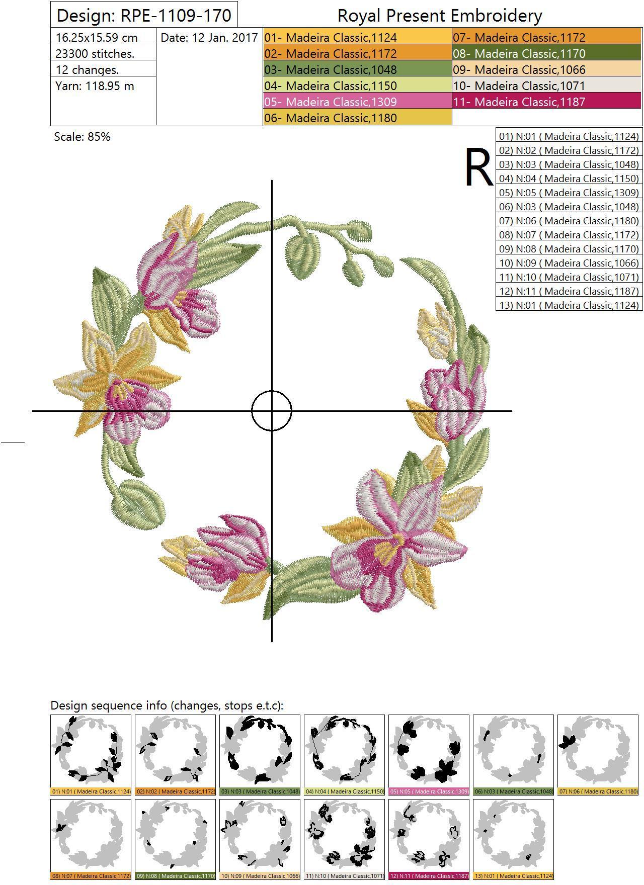 Machine Embroidery Design Beautiful orchids - 4 in 1
