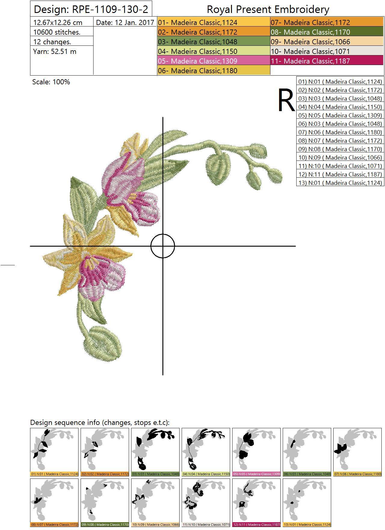 Machine Embroidery Design Beautiful orchids - 4 in 1