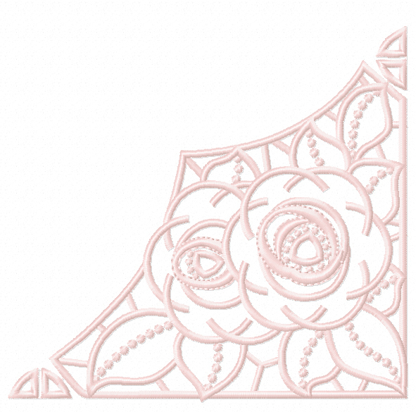 Machine Embroidery Design Rose Richelieu corner - 2 sizes