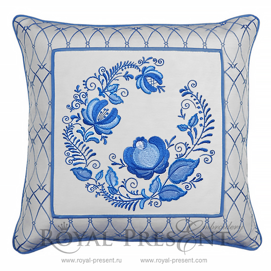 Machine Embroidery Design Blue Gzhel Pettern RPE-1117