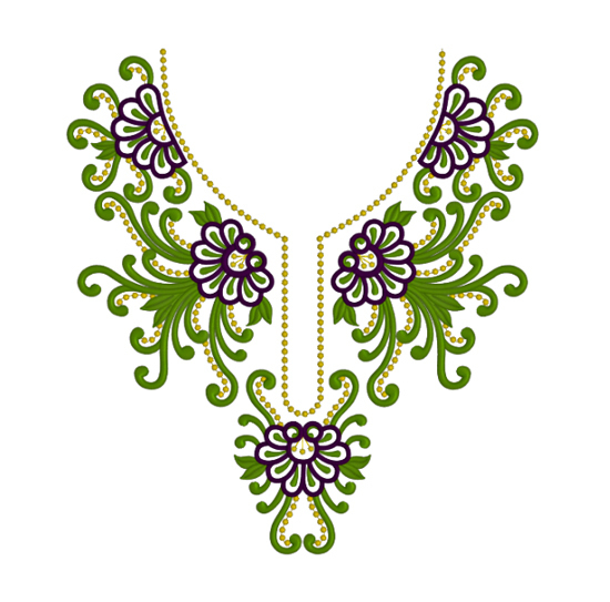 Machine Embroidery Design Green Neckline | Necklines | Collars | Shirt ...