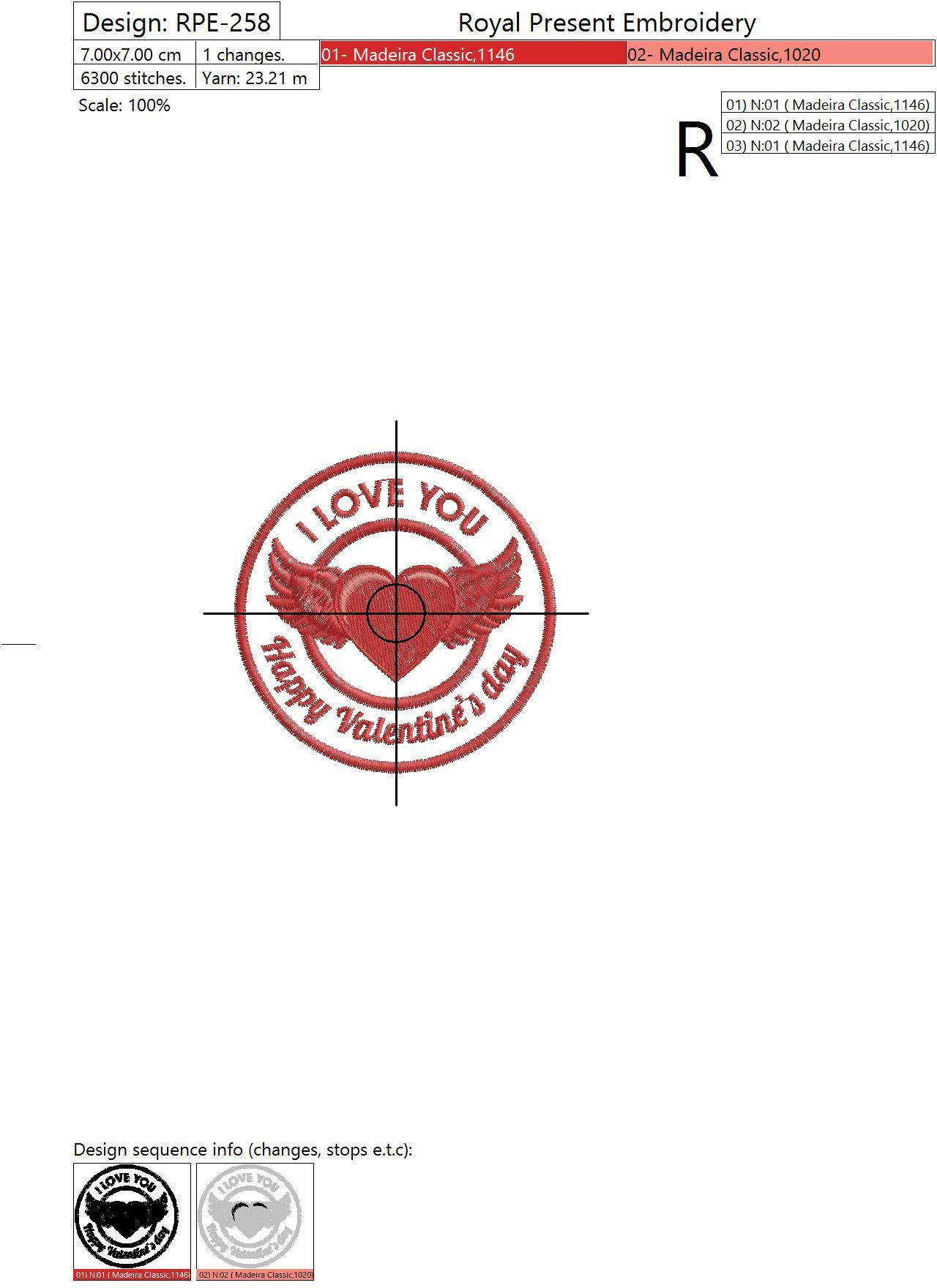 Machine Embroidery Design Valentine’s Day Lovely Card
