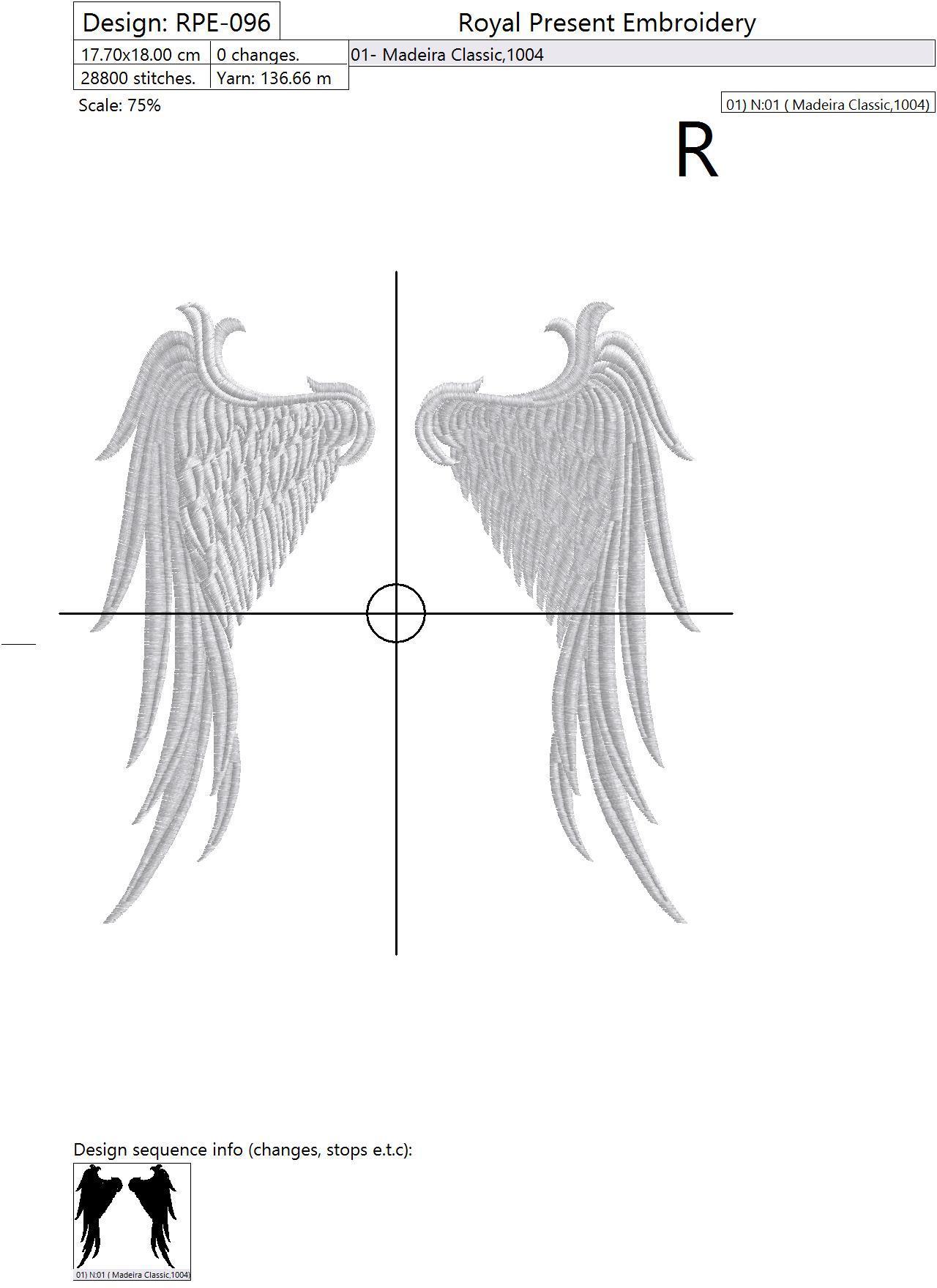 Machine Embroidery Design Angel Wings - 4 sizes