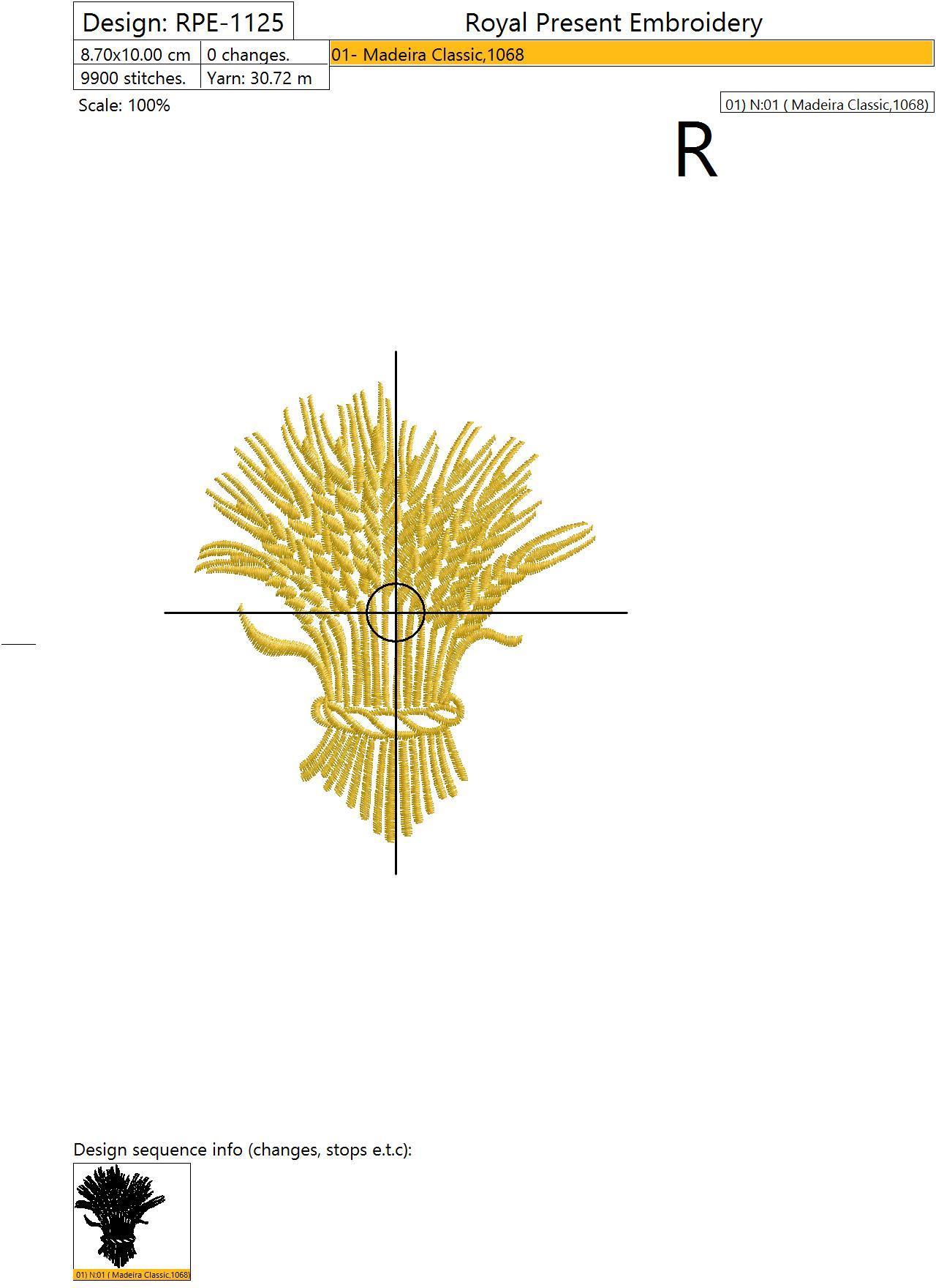Machine Embroidery Design Golden spikelets