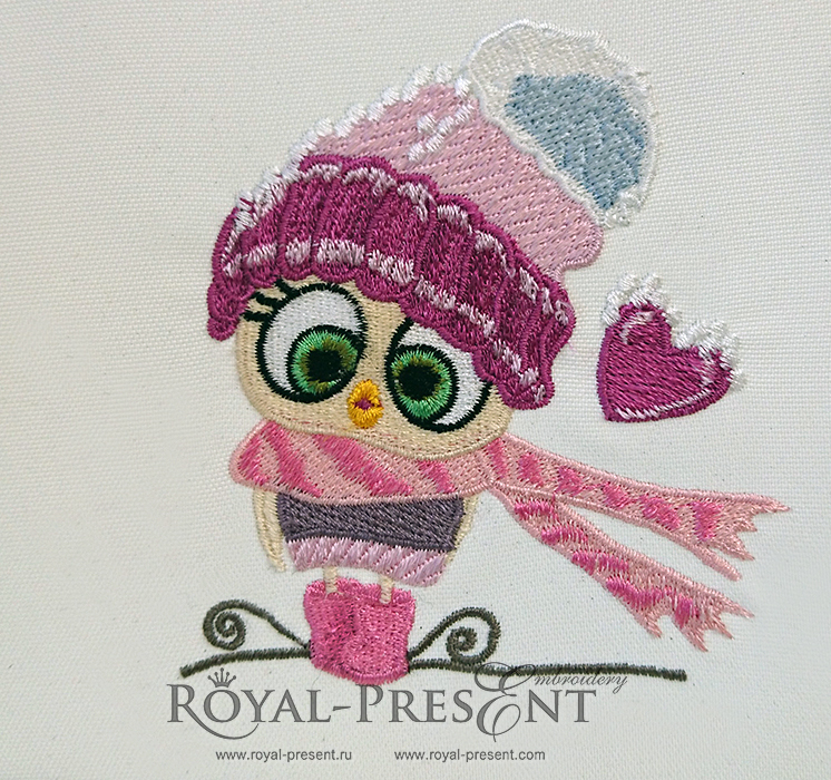 Machine Embroidery Design Cute Cartoon Owl RPE-034