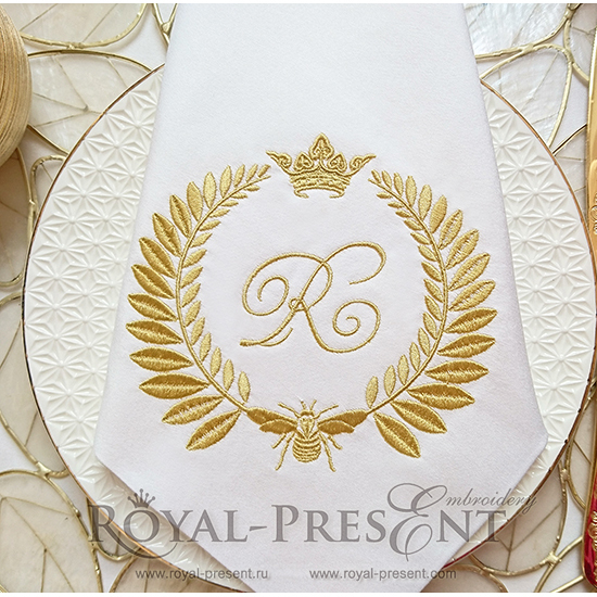 Machine Embroidery Design Napoleonic bee Blank Monogram RPE-1127