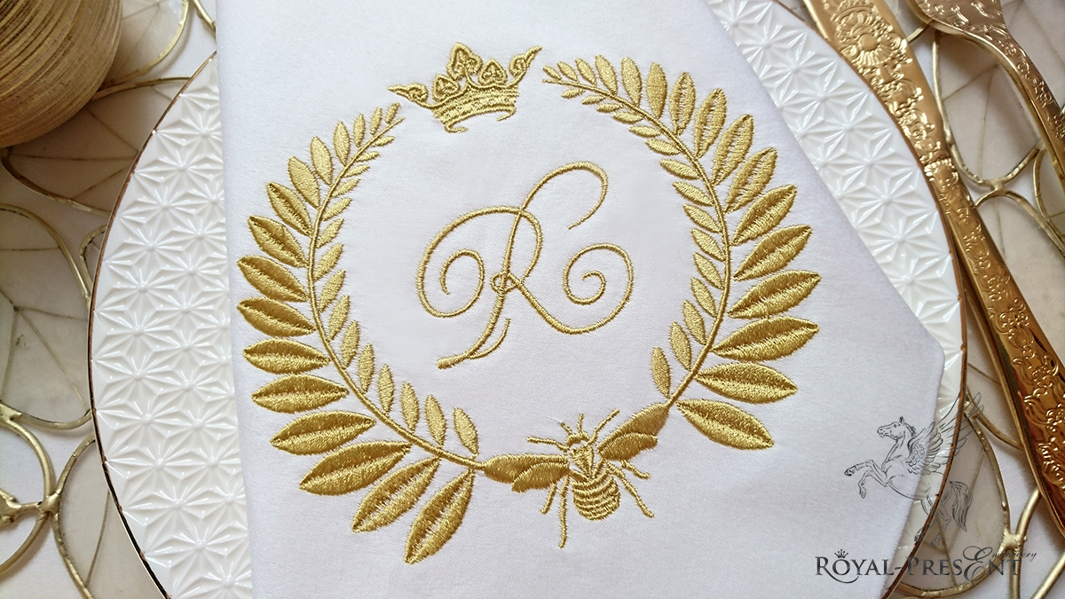 Machine Embroidery Design Napoleonic bee Blank Monogram