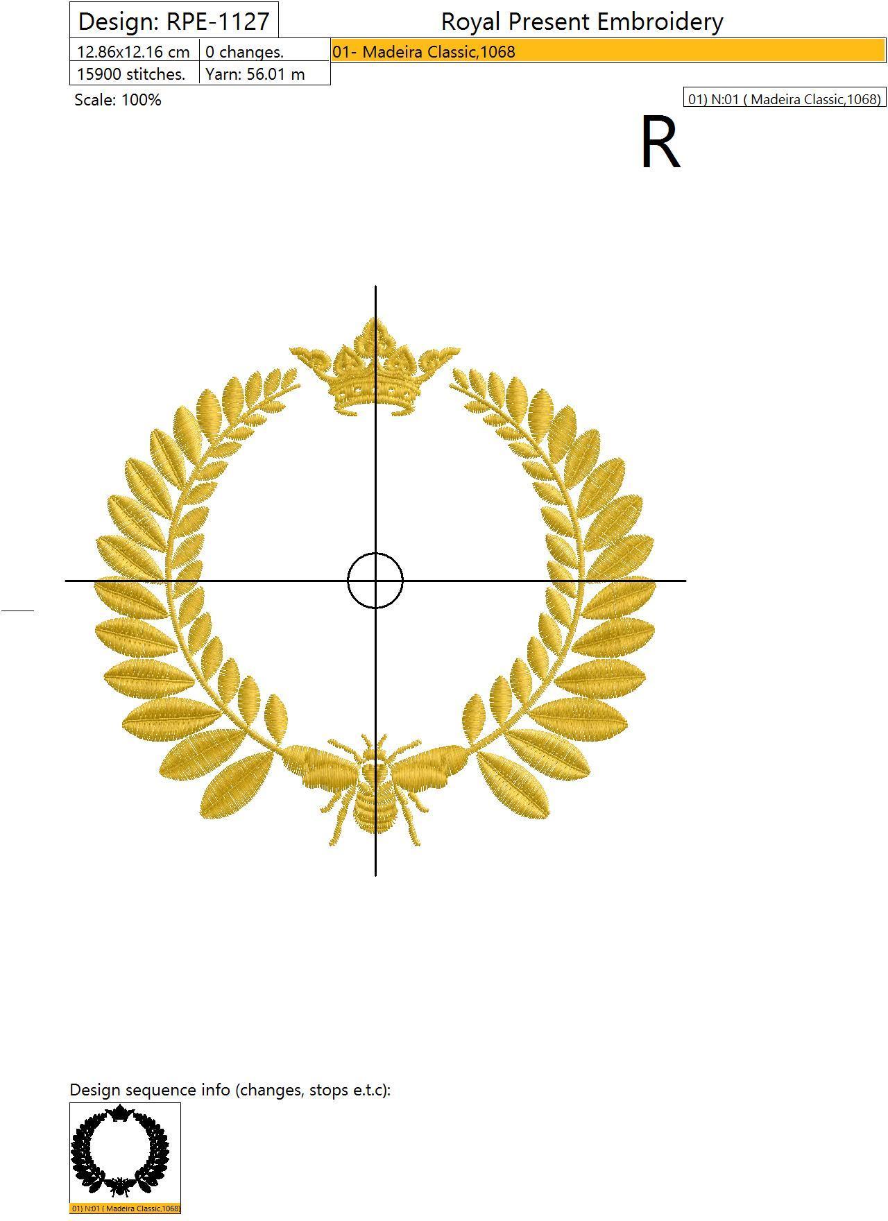 Machine Embroidery Design Napoleonic bee Blank Monogram