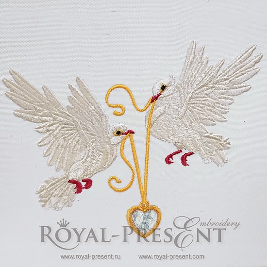 Machine Embroidery Design Wedding Doves RPE-899