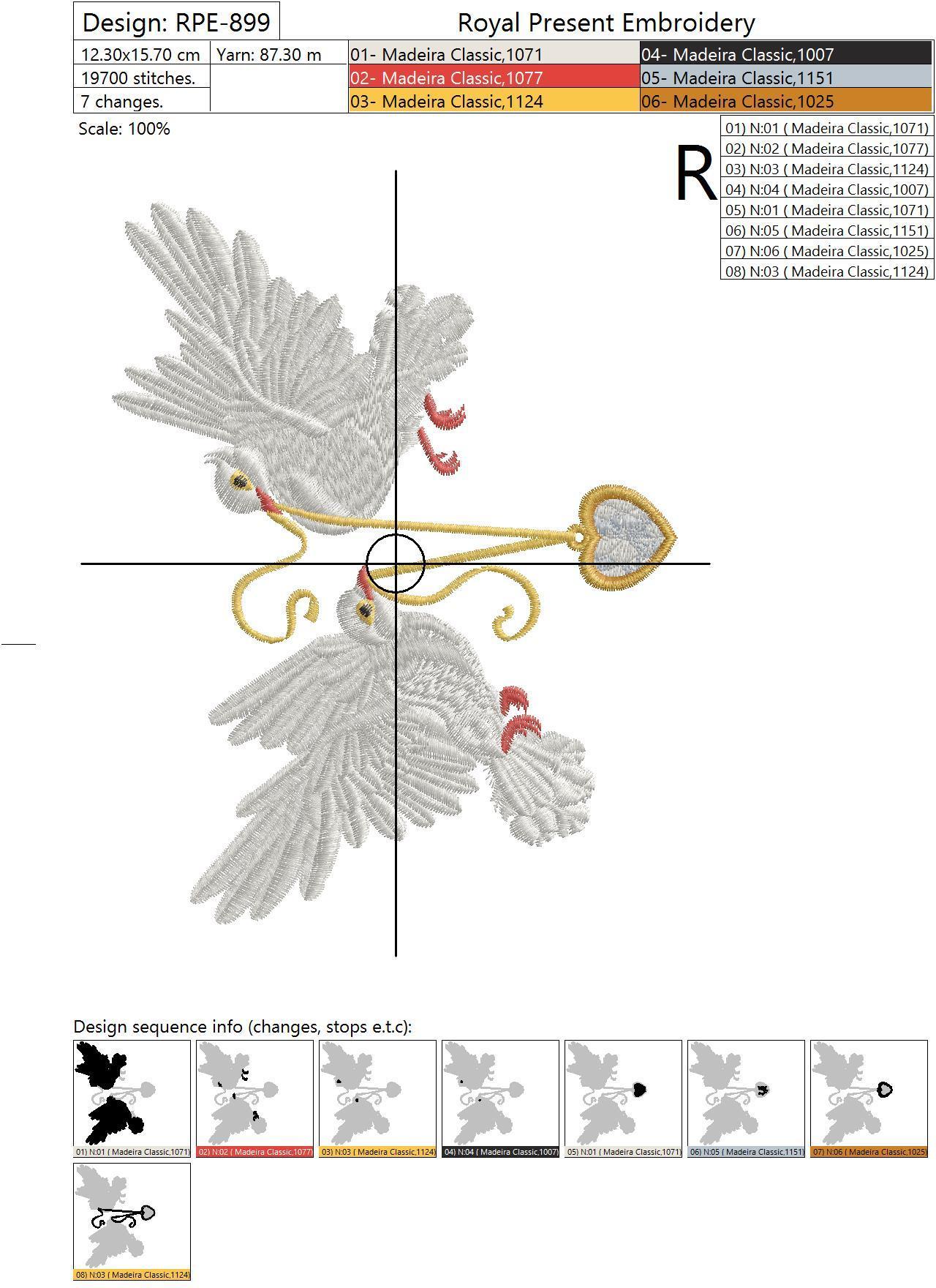 Machine Embroidery Design Wedding Doves