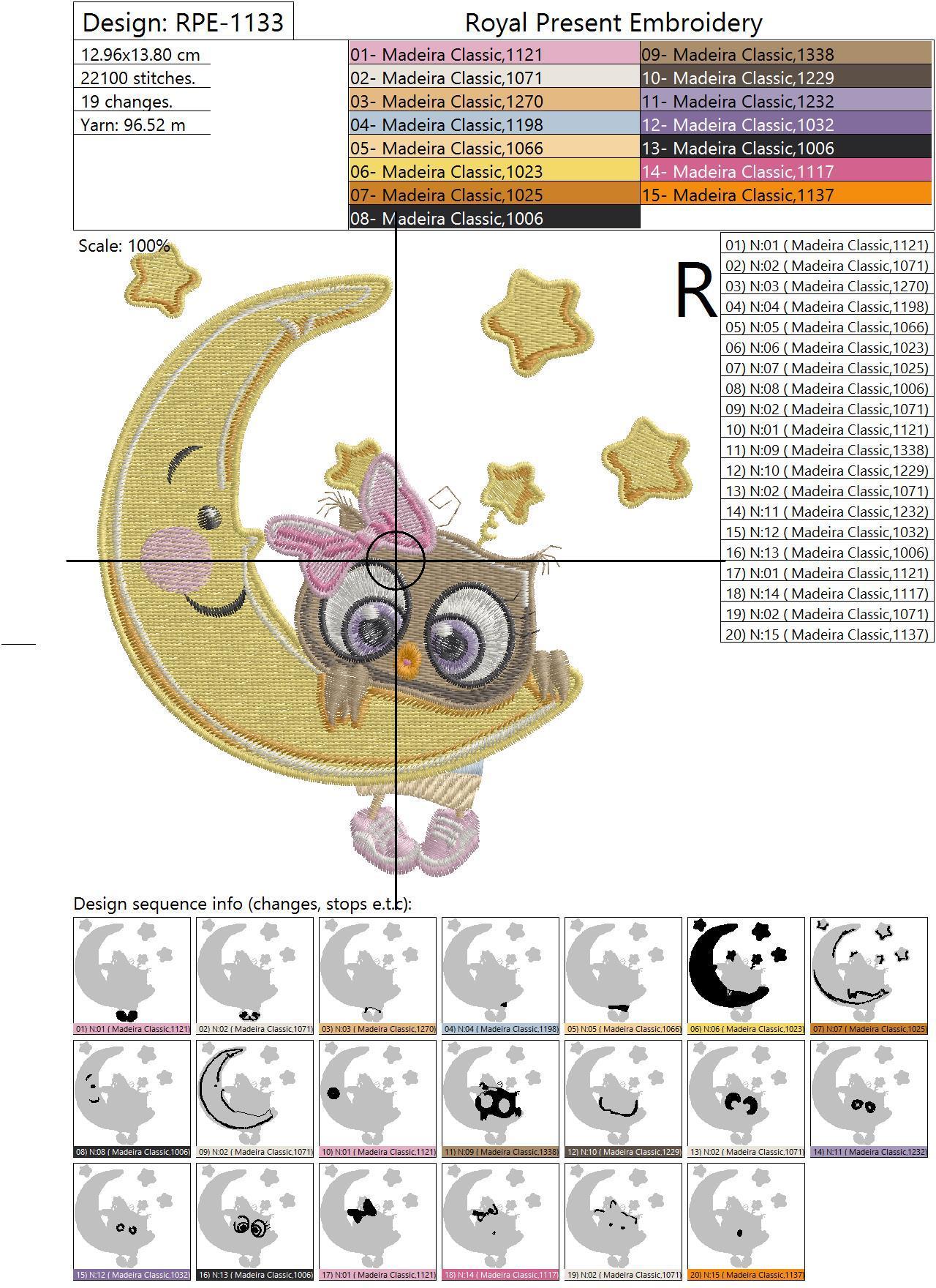 Cute Cartoon Owl Machine Embroidery Design - 3 sizes