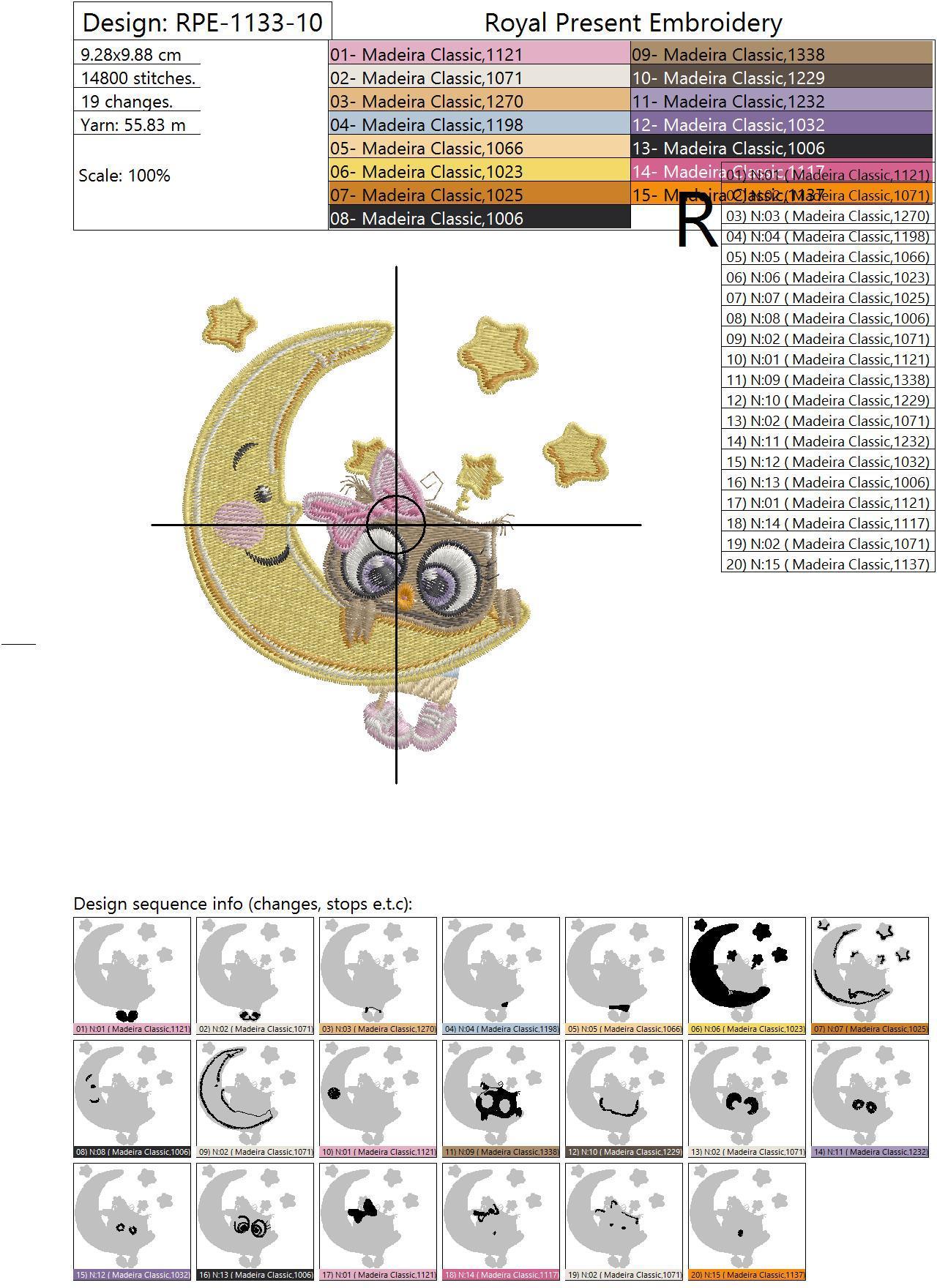 Cute Cartoon Owl Machine Embroidery Design - 3 sizes