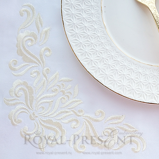 Machine Embroidery Design Royal Elegant corner - 3 sizes RPE-1135-DE