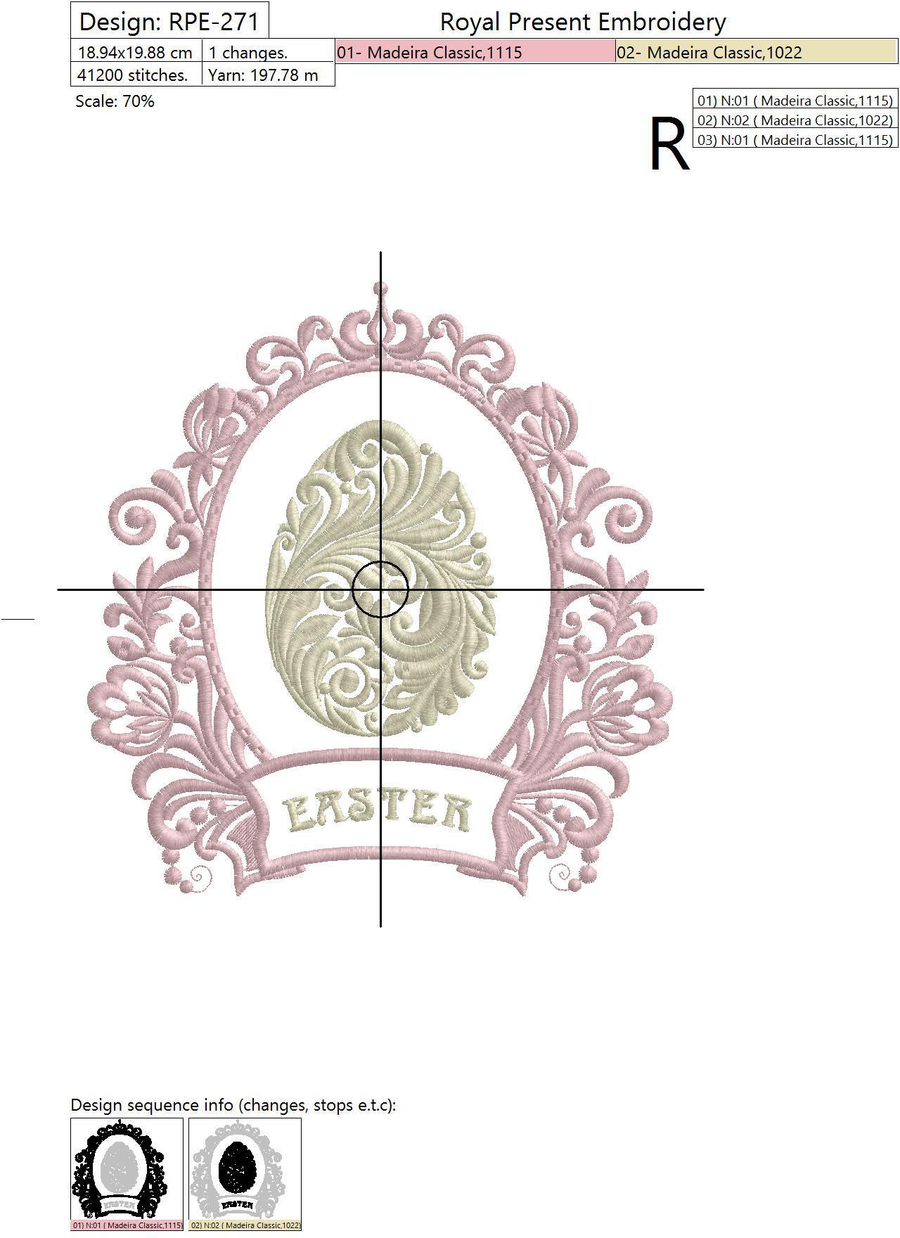 Machine Embroidery Design Vintage Easter egg - 2 sizes