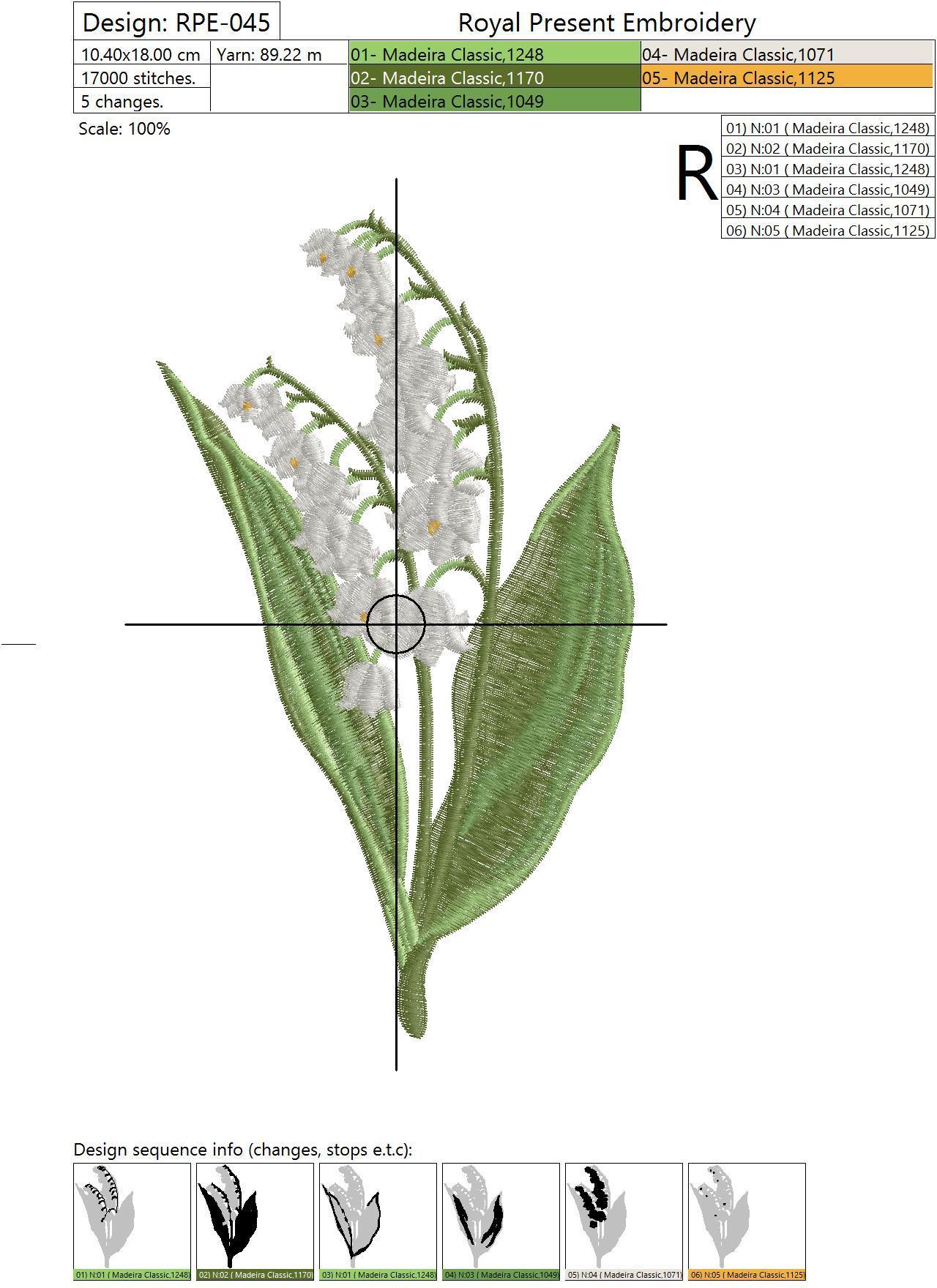 Machine Embroidery Design Lilies of the valley 2 sizes Lilies of