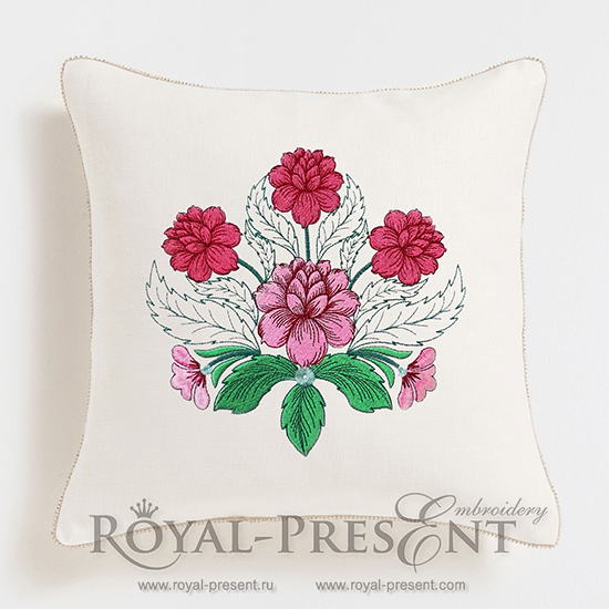 Free Machine Embroidery Design Peonies RPE-668