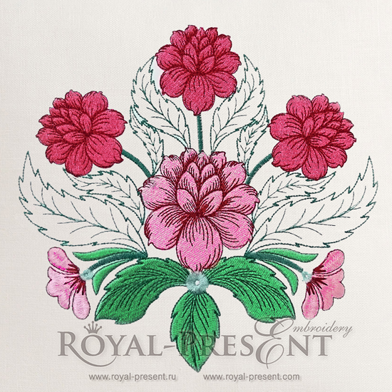 Free Machine Embroidery Design Peonies