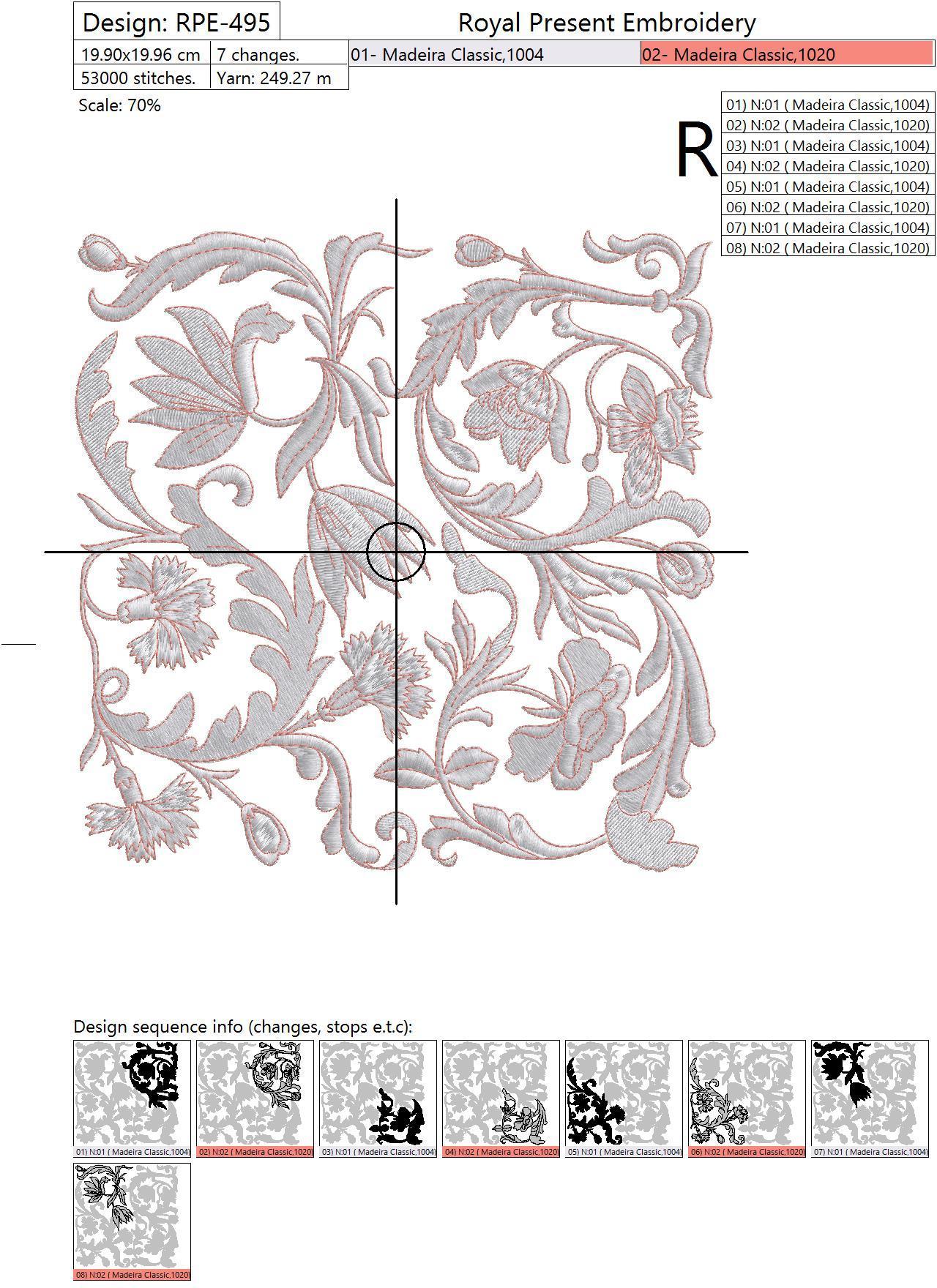Machine Embroidery Design Vintage floral decor