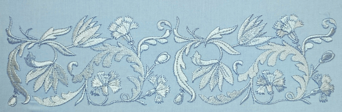 Machine Embroidery Design Blue Vintage floral border