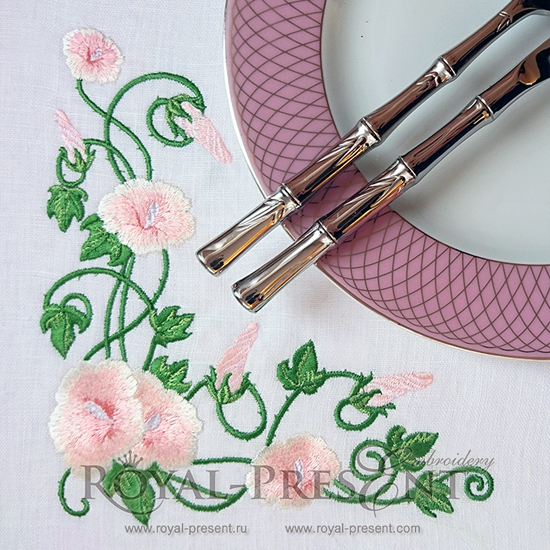 Machine Embroidery Design Hibiscus corner RPE-902