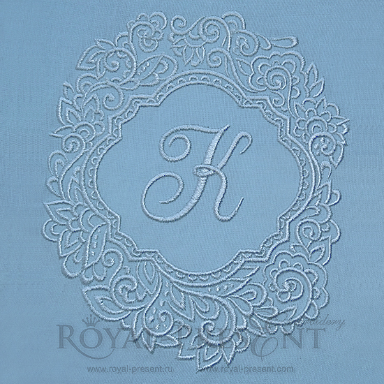 Machine Embroidery Design Blue Blank Monogram - 2 sizes | Monochrome ...