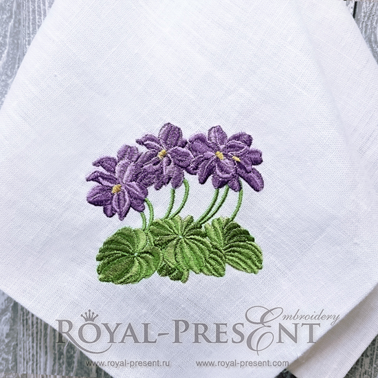 Violet flowers machine embroidery design RPE-810-01