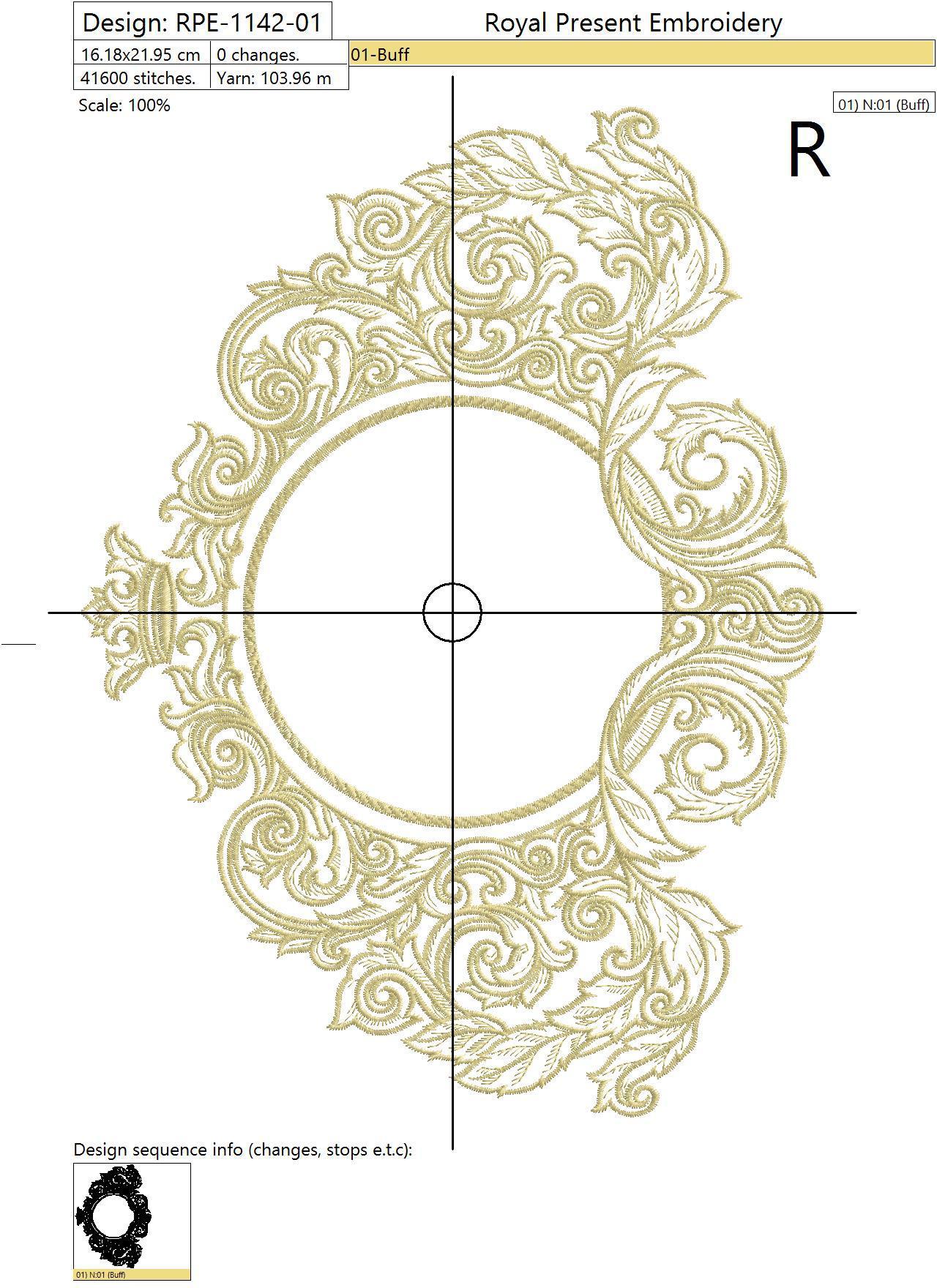 Machine Embroidery Design Ornamental baroque frame - 2 sizes